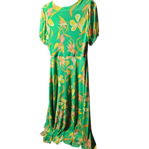 Harlow & Rose Green Floral Wrap Maxi Dress L - Picture 3 of 4